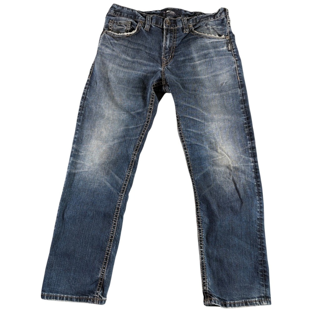 Silver Jeans Eddie Jeans Mens 34x32 Blue Faded Relaxed Straight Western Workwear